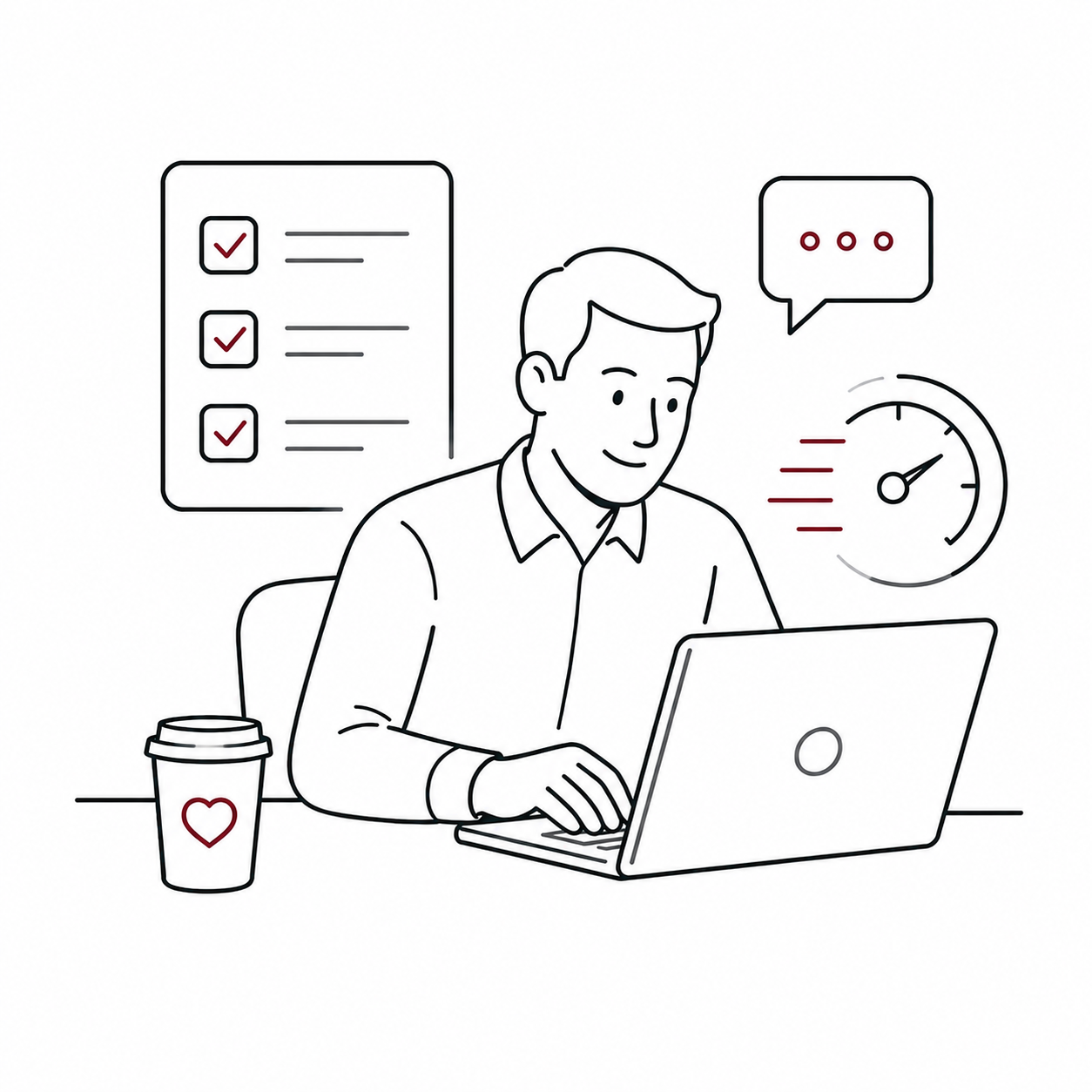 Agent working quickly at a laptop